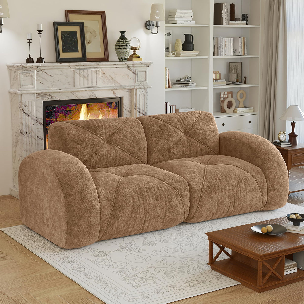 80" Sectional Modular Cloud Couch, Boneless Couch, Loveseat Red