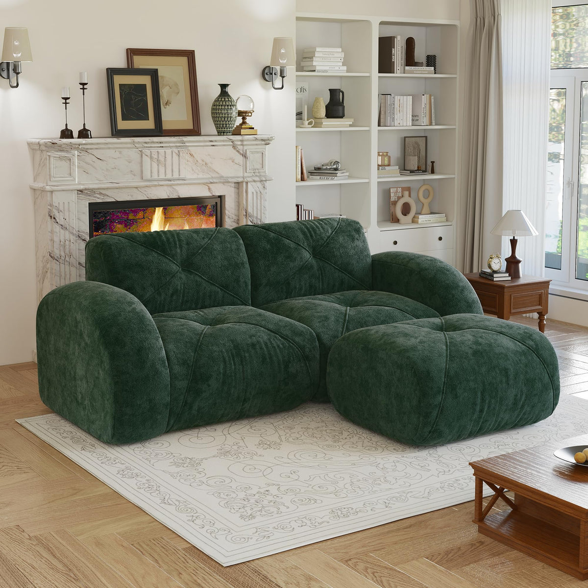 80" Sectional Modular Cloud Couch, Boneless Couch, Loveseat Red