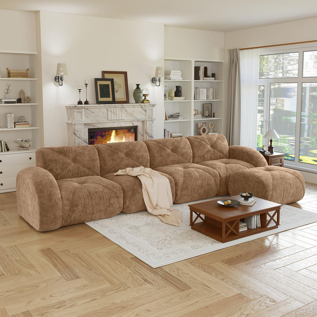 80" Sectional Modular Cloud Couch, Boneless Couch, Loveseat Red