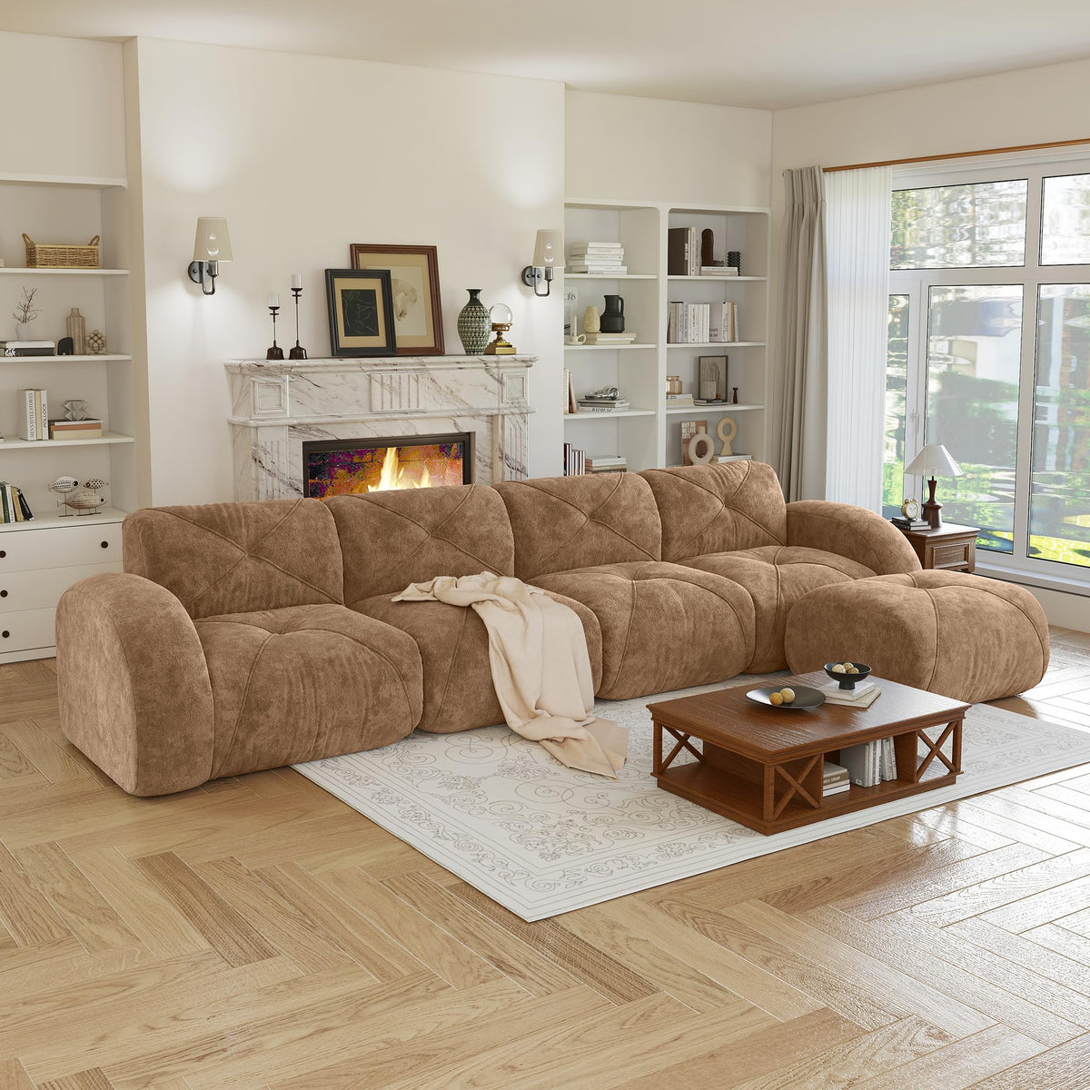80" Sectional Modular Cloud Couch, Boneless Couch, Loveseat Red