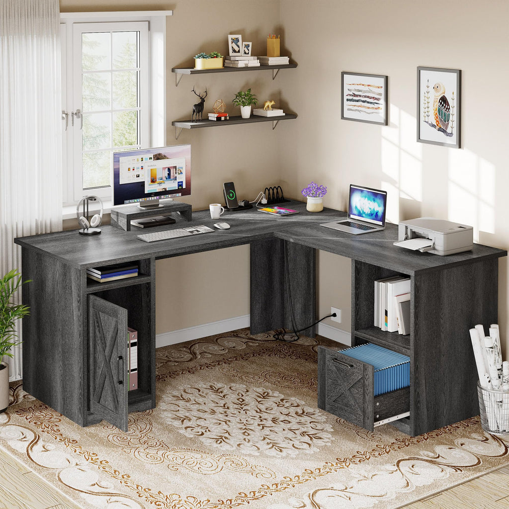 YITAHOME L Shaped Desk with Power Outlets