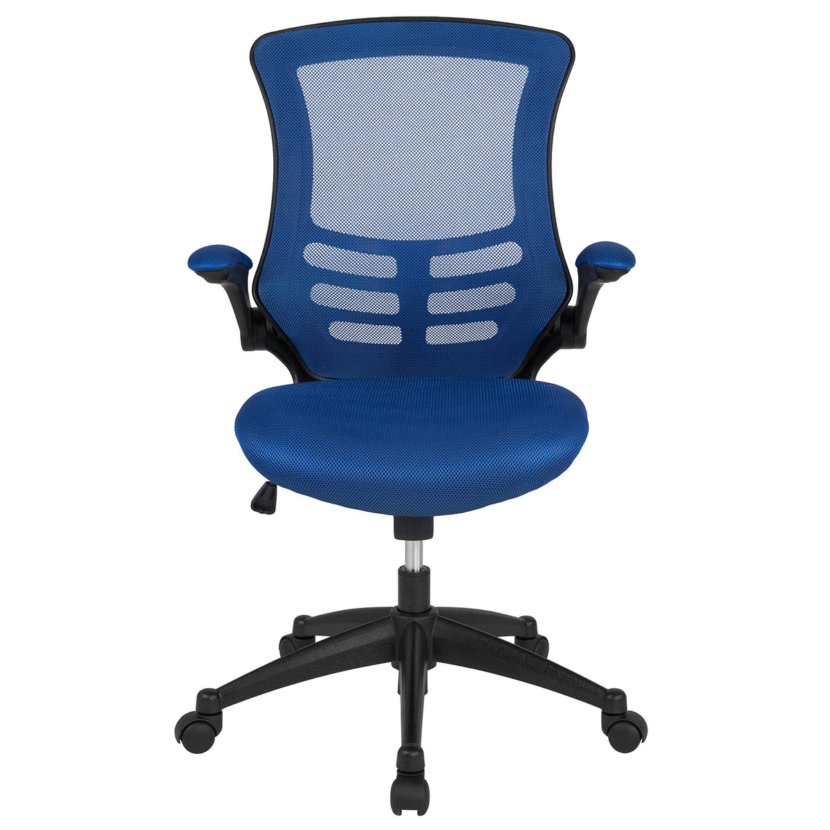 Flash Furniture Set of 4 Mid-Back Swivel Ergonomic Task Office Chairs with Flip-Up Arms, Black Mesh