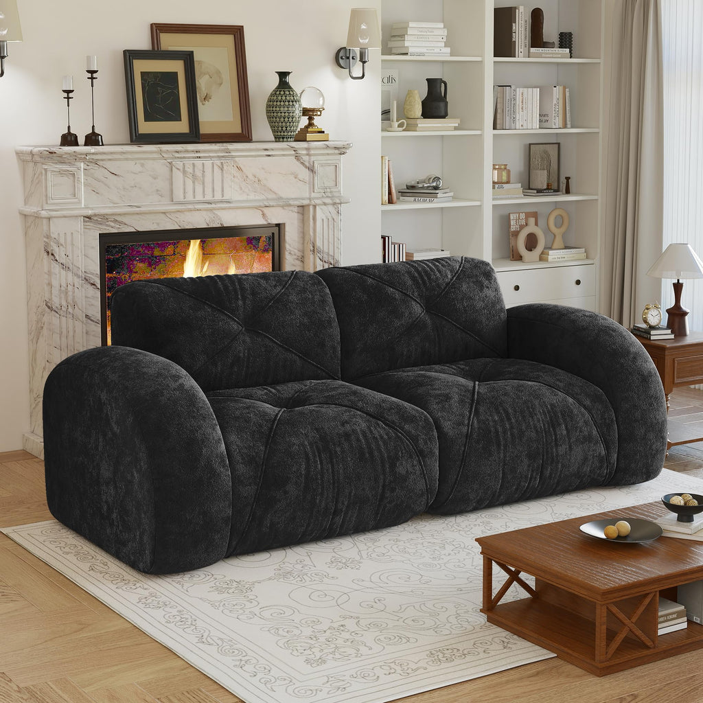 80" Sectional Modular Cloud Couch, Boneless Couch, Loveseat Red