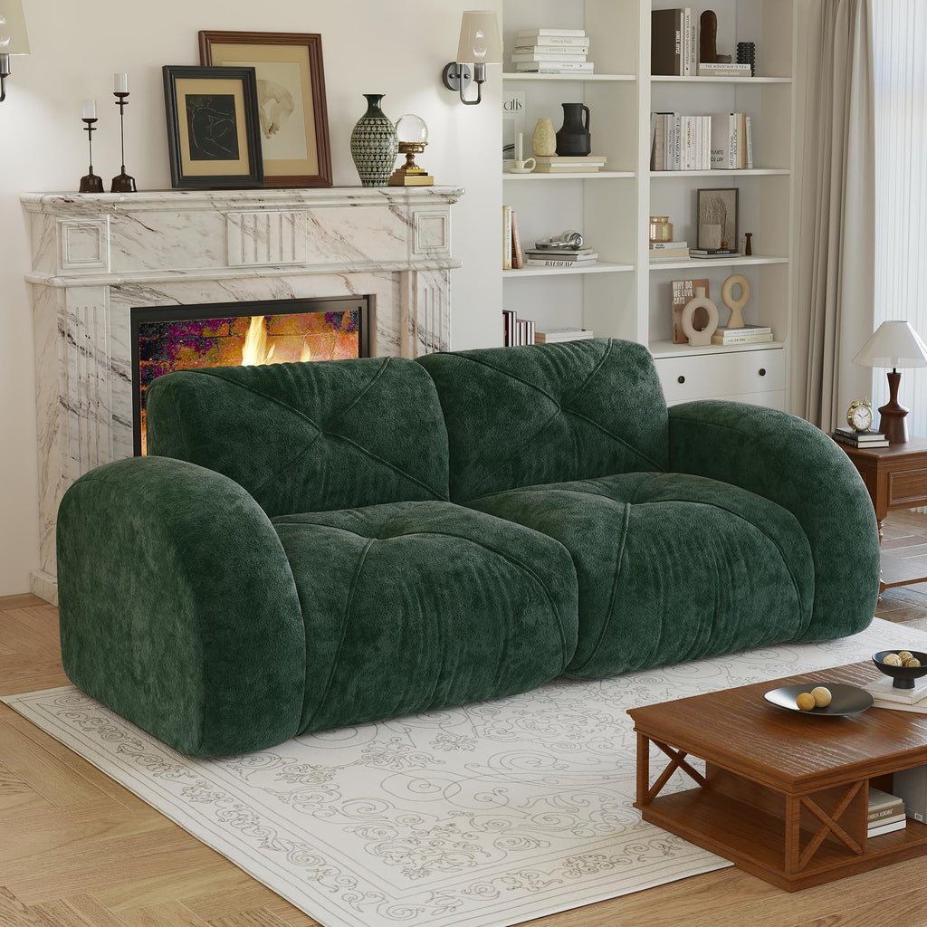 80" Sectional Modular Cloud Couch, Boneless Couch, Loveseat Red