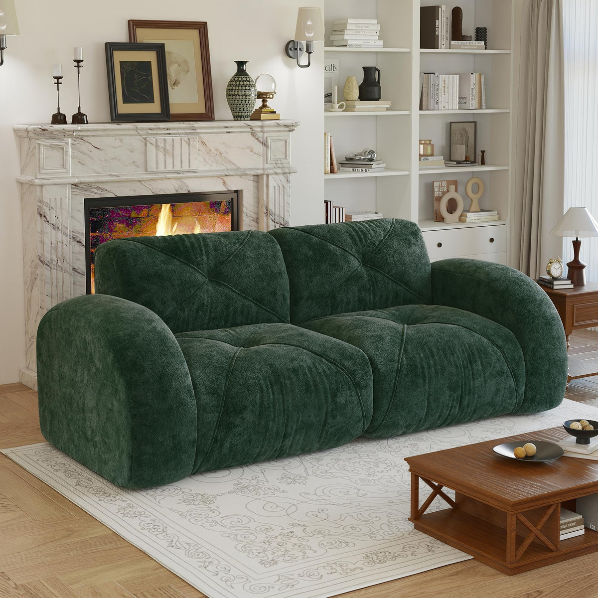80" Sectional Modular Cloud Couch, Boneless Couch, Loveseat Red