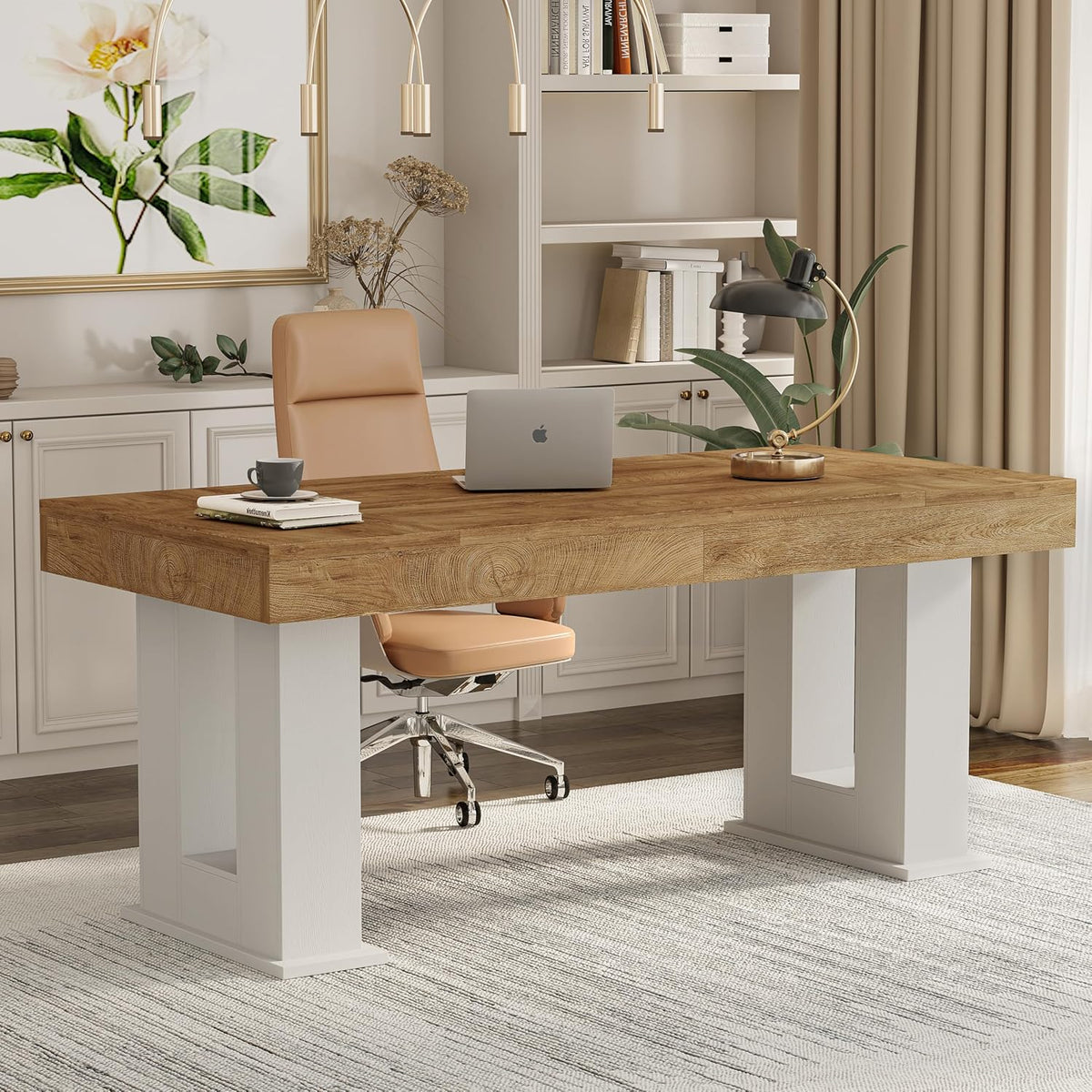 63 inch Rectangular Executive Desk with Spacious Desktop