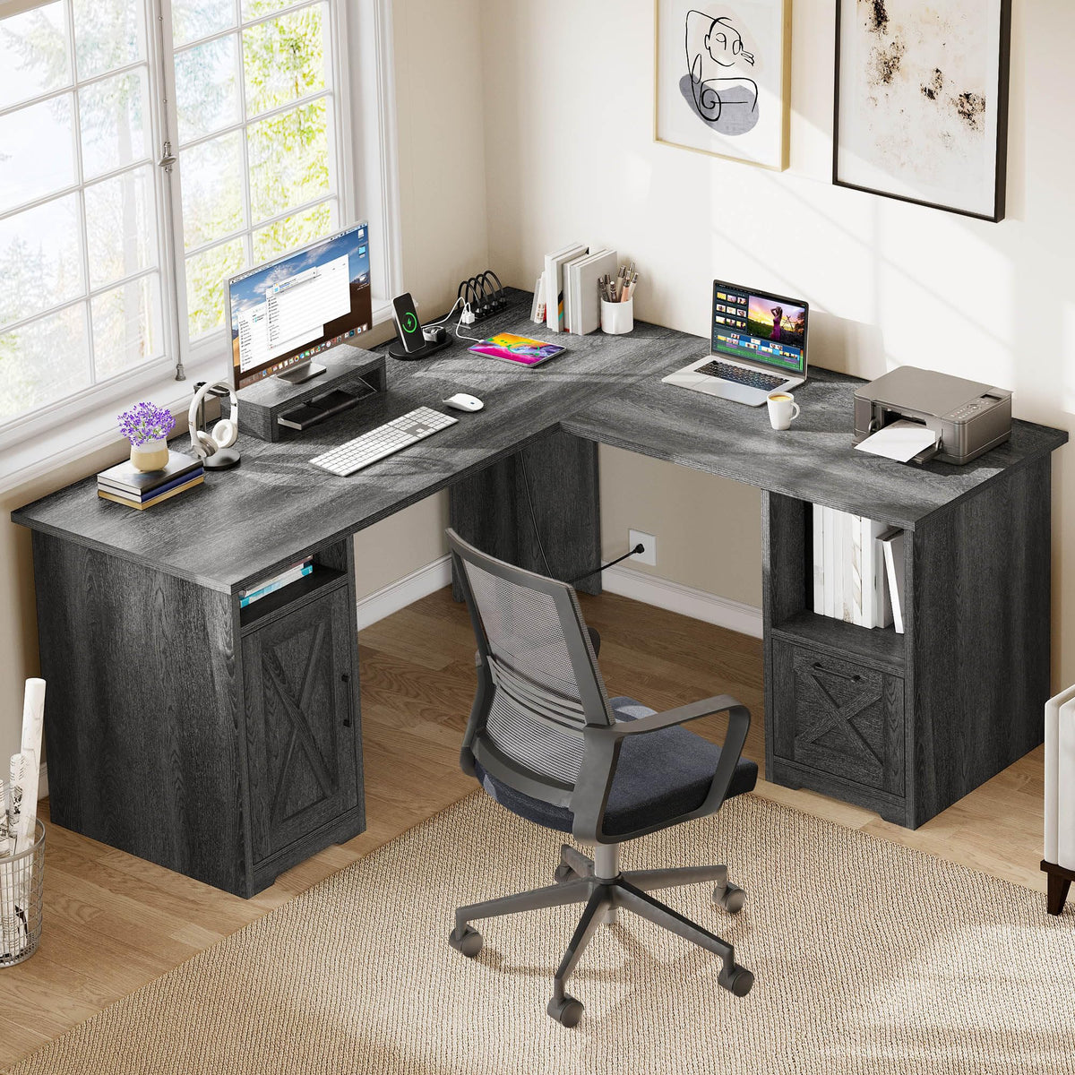 YITAHOME L Shaped Desk with Power Outlets