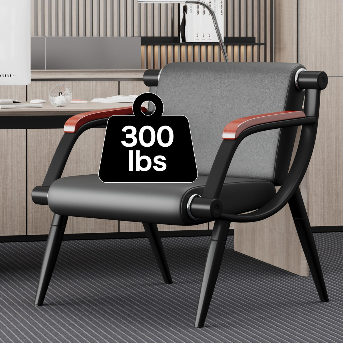 wonline Waiting Room Chairs, Office Furniture Reception Chairs with Arms, Leather Chairs is Suitable for Clinic,Airport,Hospital,Barber,Salon,Bank-Black