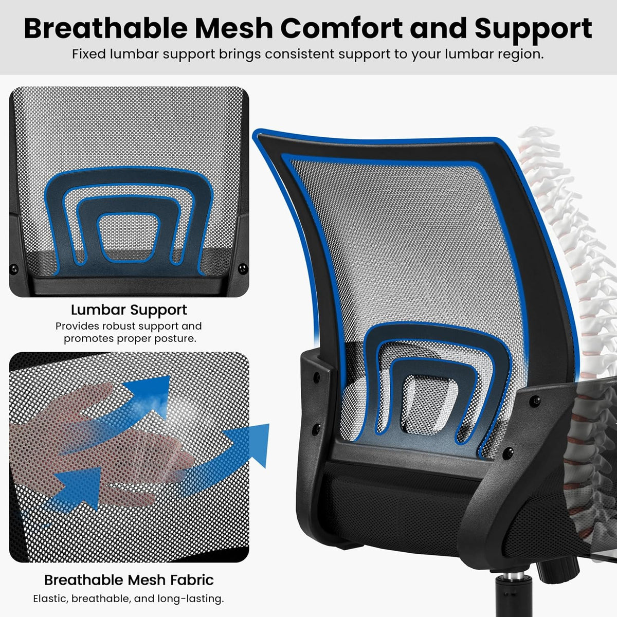 Yaheetech Black Computer Desk and Chair Set with Drawer, Shelves, Mesh Seat