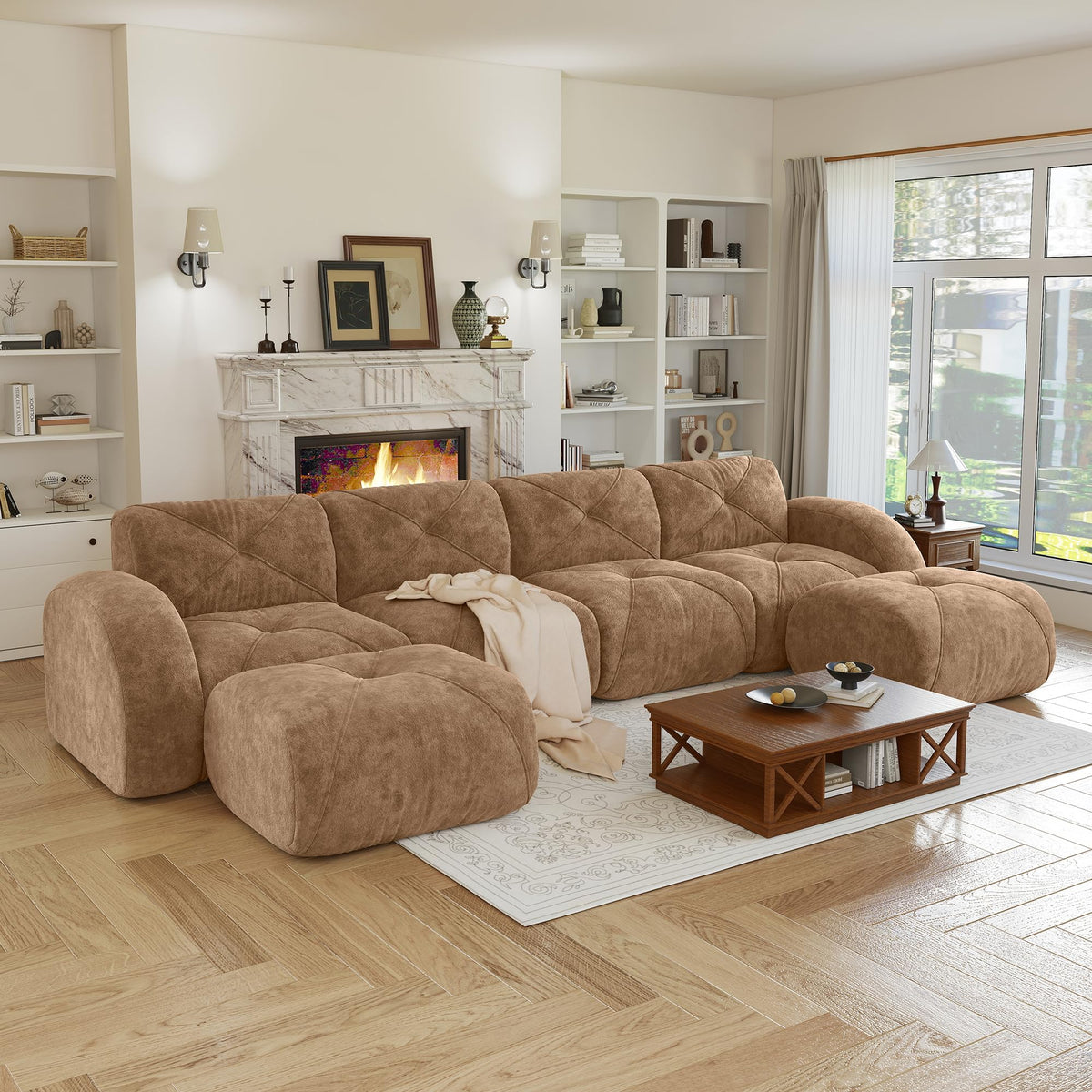 80" Sectional Modular Cloud Couch, Boneless Couch, Loveseat Red