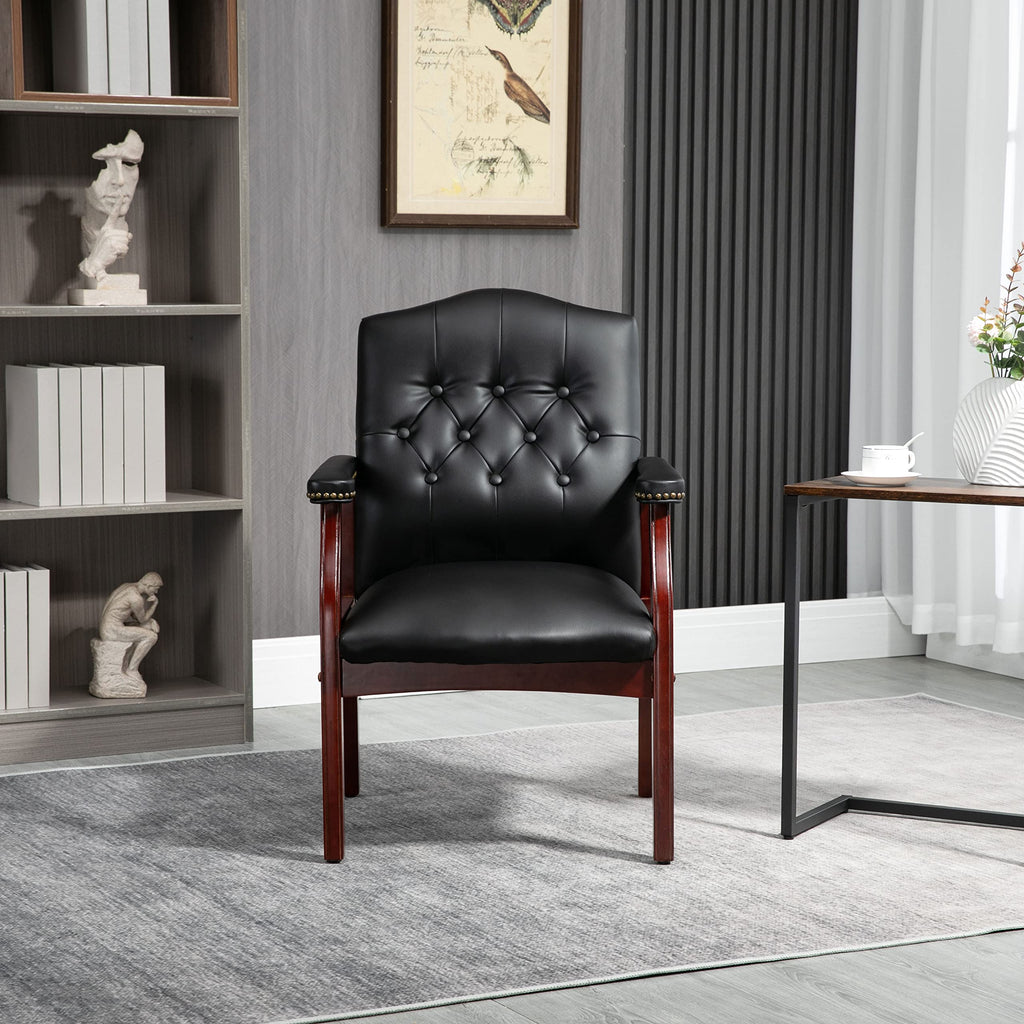 Leather Office Guest Chairs Set of 2, Ergonomic Waiting Room Chair with Arms Reception Chairs No Wheels Conference & Meeting Side Chairs Executive Furniture (Burgundy)