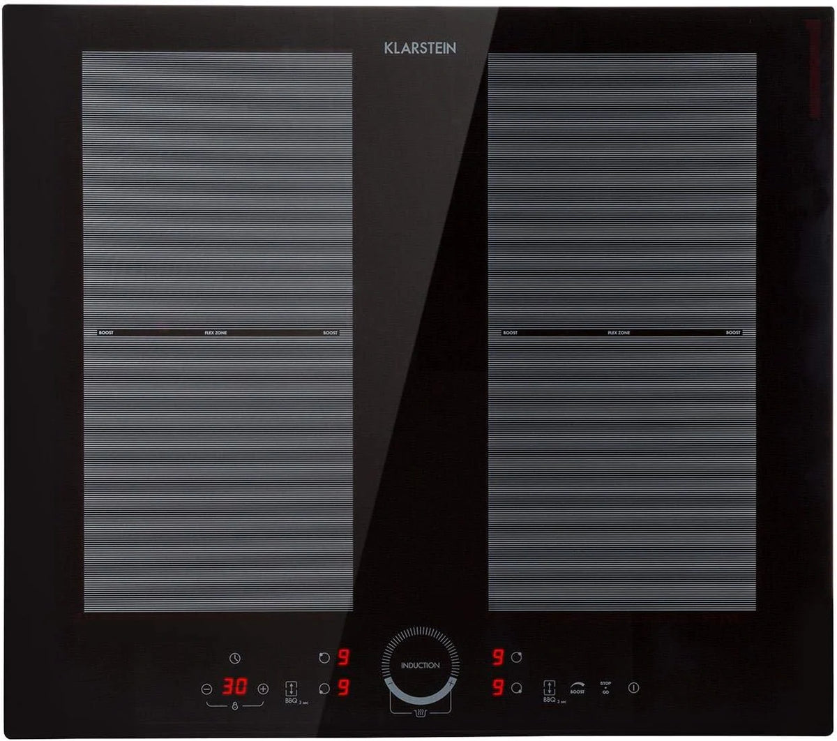 Klarstein Delicatessa 60 inductiekookplaat - 4 zones, flexzonetechniek, zelfvoorzienend, ingebouwde kookplaat, 60cm, 7000 watt, booster, pannendetectie, timer, aanraakbediening, glaskeramiek, zwart