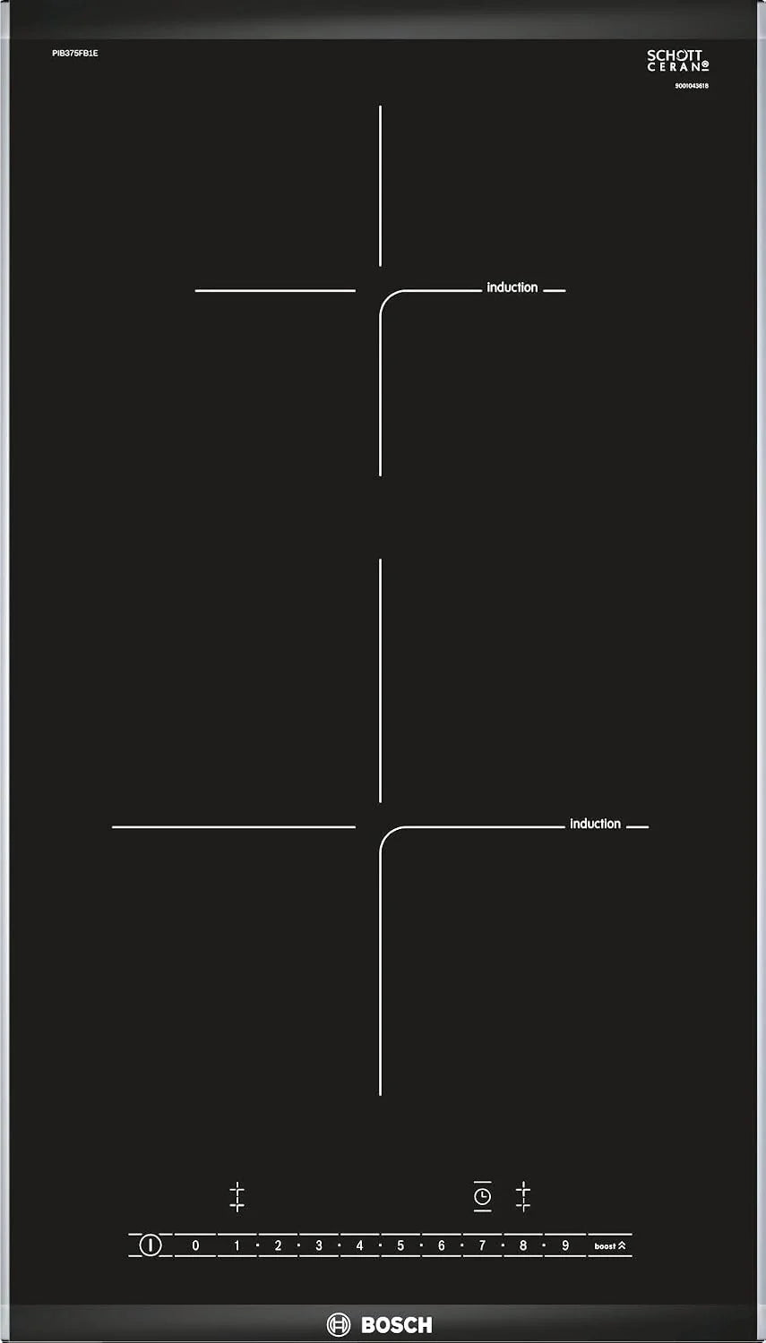 Bosch PIB375FB1E kookplaat Zwart, Roestvrijstaal Ingebouwd Inductiekookplaat zones 2 zone(s)
