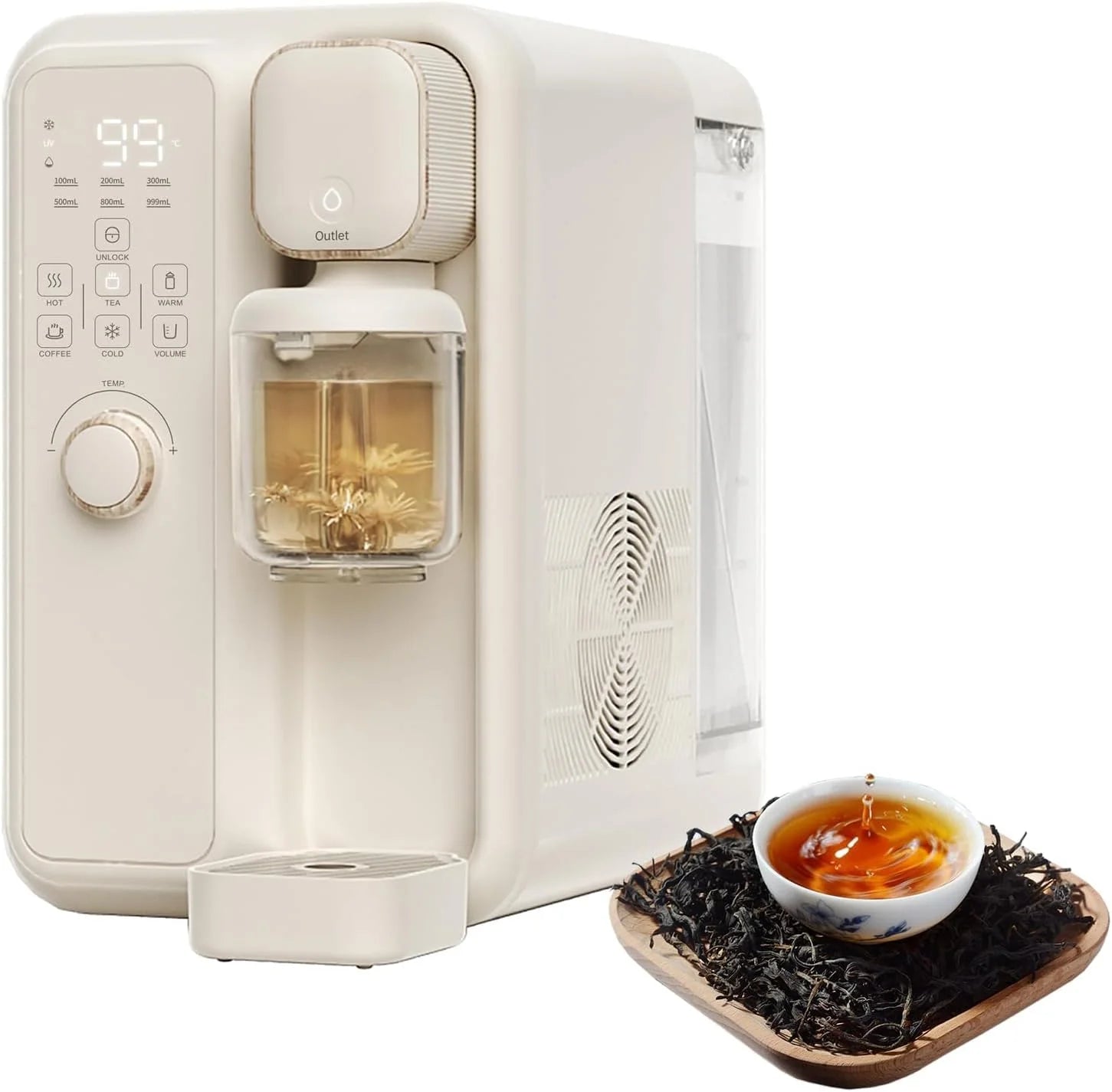 Warm- en koudwaterdispenser, 3,5 l automatische drankenbrouwer met 13 niveaus temperatuurregeling voor snelle thee- en koffiebereiding